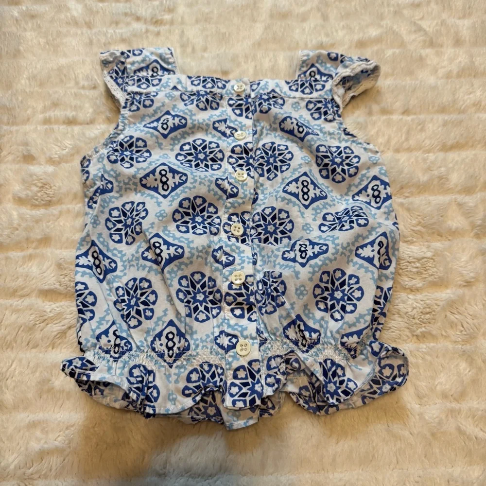 Janie and Jack Blue and White Printed Top